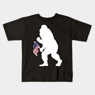 Bigfoot 4th Of July American Flag Kids T-Shirt